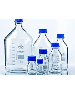 Qorpak 10000mL Graduated Clear Borosilicate Glass Media Bottle With Gl45 Blue Screw Cap